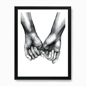 Two Hands Holding Each Other Art Print