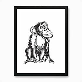 B&W Chimpanzee Art Print