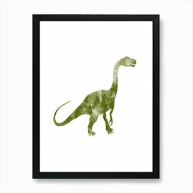Lime Green Dinosaur Silhouette 1 Art Print