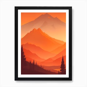 Misty Mountains Vertical Composition In Orange Tone 251 Art Print