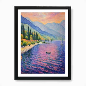 Lake Chelan Washington Pointillism 2 Art Print