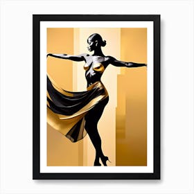 Dancer In Gold And Black Art Print
