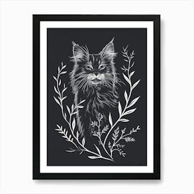 Norwegian Forest Cat Cat Minimalist Illustration 2 Art Print