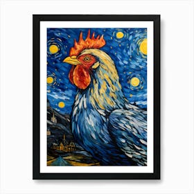 Rooster Portrait, Vincent Van Gogh Inspired Art Print