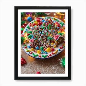 Christmas Plate With Gingerbread Art Print