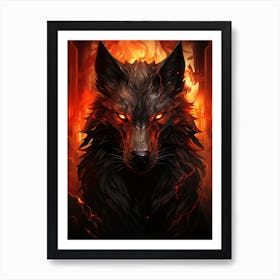 Wolf In Flames 1 Art Print