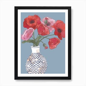 Poppy Flowers, Poppies In Vase Art Print