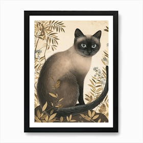 Siamese Cat Japanese Illustration 3 Art Print