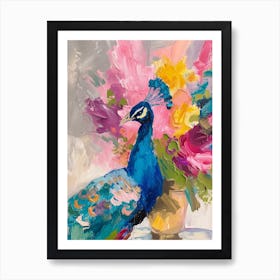 Colourful Brushwork Peacock 2 Art Print