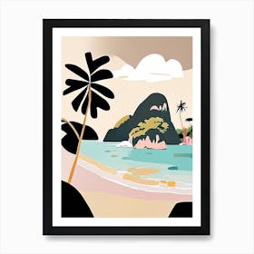 Koh Yao Noi Thailand Muted Pastel Tropical Destination Art Print