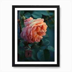 English Roses Painting Rose With A Lock 2 Art Print