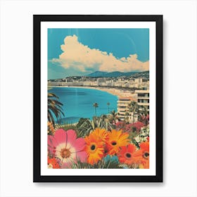 Cannes   Floral Retro Collage Style 3 Art Print