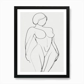 Female Body Sketch Black And White Line Art Print