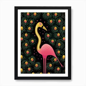 Flamingo Heart Line 1 Art Print