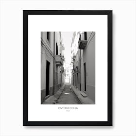 Poster Of Civitavecchia, Italy, Black And White Photo 3 Art Print