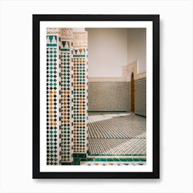 Mosaic walls | Mausoleum Meknes | Morocco | green, orange and white Art Print