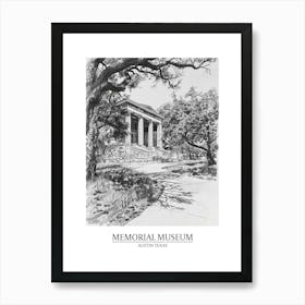 Memorial Museum Austin Texas Black And White Drawing 1 Poster Art Print
