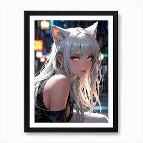 Anime Girl With Cat Ears 1 Art Print