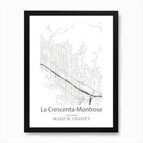 La Crescenta Montrose,United States Minimalist Map Póster