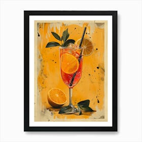 Aperol Spritz Art Print Orange Cocktail Art Print