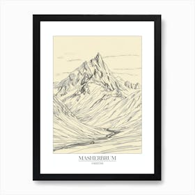 Masherbrum Pakistan Line Drawing 5 Poster Art Print