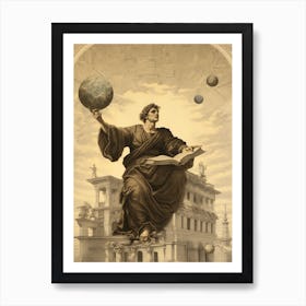 Greek Mythology Sepia Drawing  Art Print