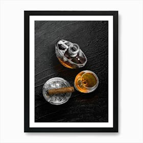 Whiskey — Food kitchen poster/blackboard, photo art Art Print