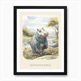 Beatrix Potter Inspired  Animal Watercolour Hippopotamus 2 Art Print