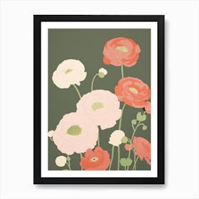 Ranunculus Flower Big Bold Illustration 4 Art Print