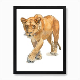 Barbary Lioness On The Prowl Clipart 3 Art Print