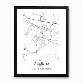 Avigliano,Italy Minimalist Map Art Print