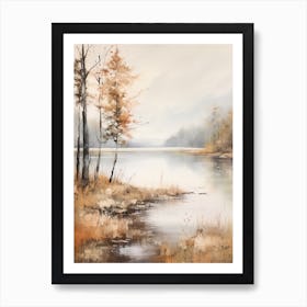 Lake In The Woods In Autumn, Painting 73 Art Print