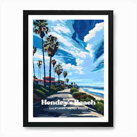 Hendrys Beach California Summer Vacation Digital Travel Art Art Print