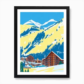 Avoriaz, France Midcentury Vintage Skiing Poster Art Print