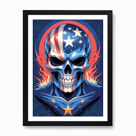American Flag Floral Face Evil Death Skull (34) Art Print