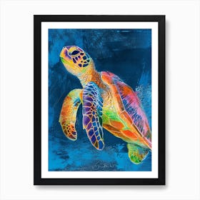 Rainbow Turtle Scribble Crayon Drawing 5 Art Print