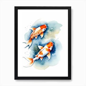 Koi Fish Watercolor Painting (25) Art Print
