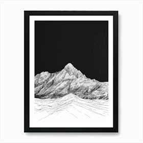 Beinn Bheoil Mountain Line Drawing 3 Art Print