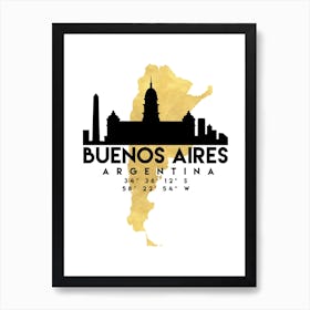 Buenos Aires Silhouette City Skyline Map Art Print