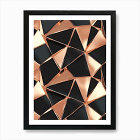 Black And Rose Gold Geometric Pattern Art Print