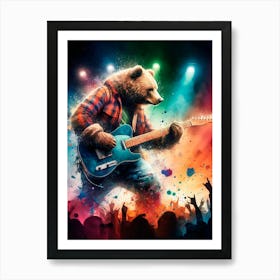 Bear Playing Guitar Art Print