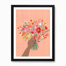 Babe With Bouquet Art Print