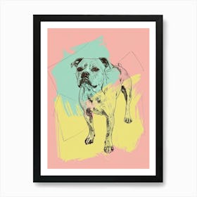 Pastel Staffordshire Bull Terrier Dog Pastel Line Illustration 1 Art Print