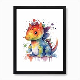 Velocisaurus Cute Dinosaur Watercolour 2 Art Print