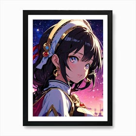 Anime Girl In Space 1 Art Print