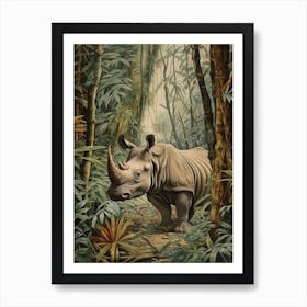 Rhino Exploring The Forest 1 Art Print