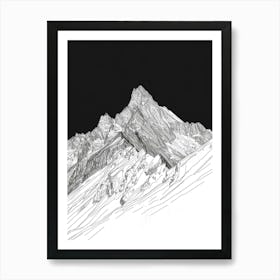 Tryfan Mountain Line Drawing 6 Art Print