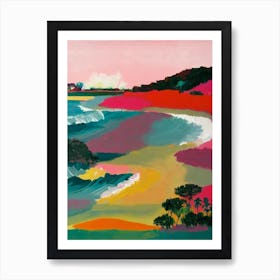 Pink Sands Beach, Bahamas Hockney Style Art Print