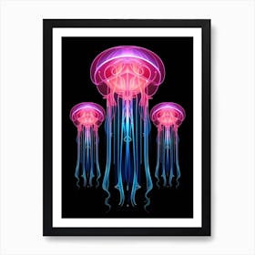 Moon Jellyfish Neon Illustration 6 Art Print