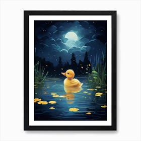 Animated Duckling At Night 3 Art Print